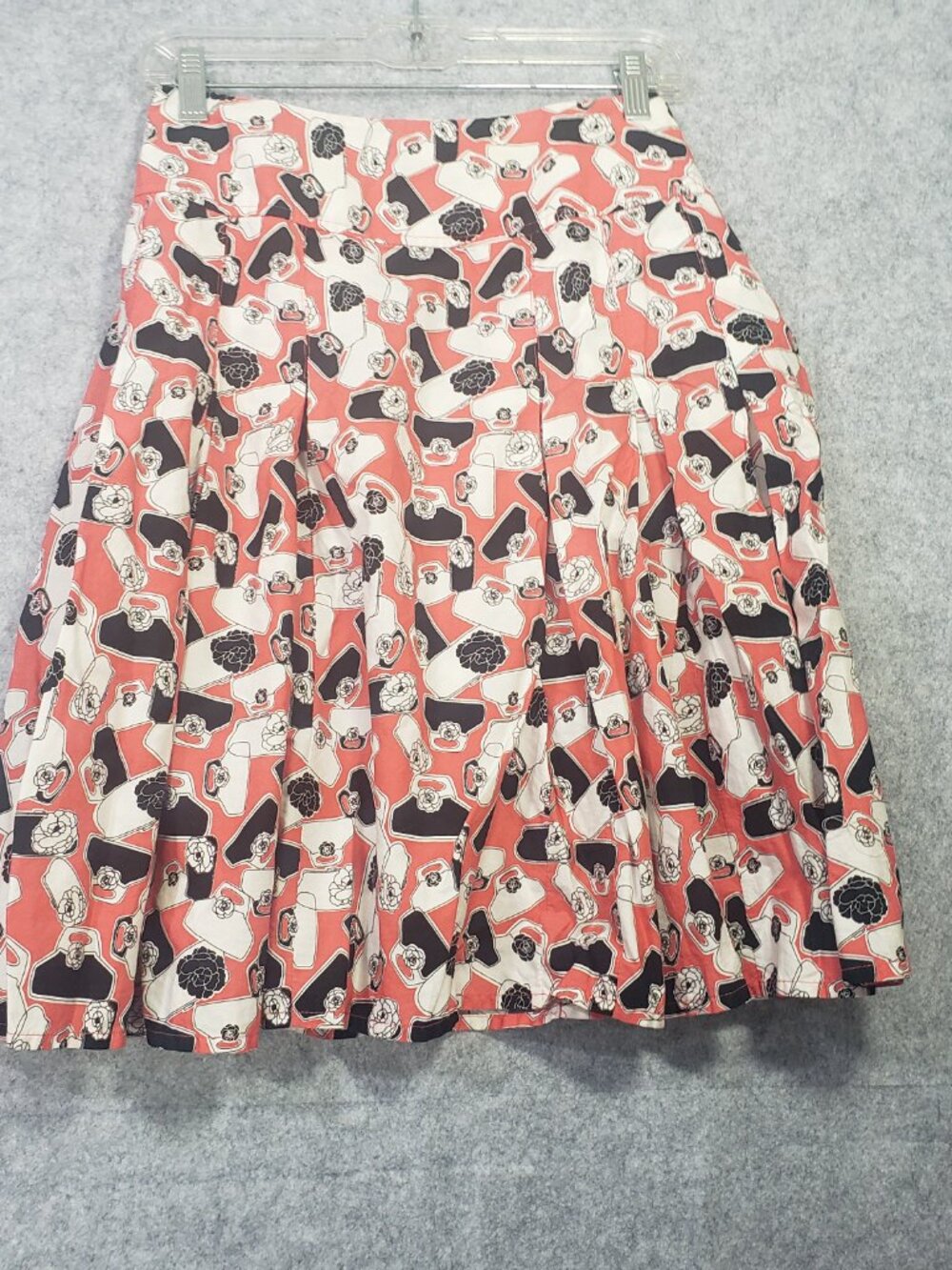 Liz Claiborne 12P A-Line Skirt Orange Black White Graphic Print 100% Cotton - Picture 8 of 8